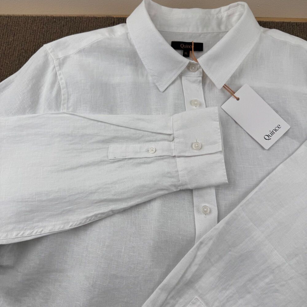 Quince 100 % European Linen Long Sleeve Shirt Women's XL White NEW